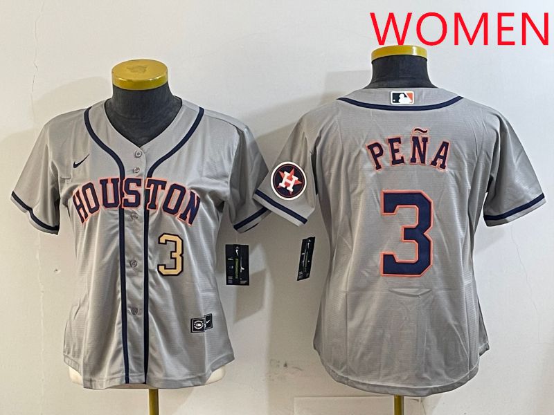 Women Houston Astros 3 Pena Grey Game 2025 Nike MLB Jersey style 4